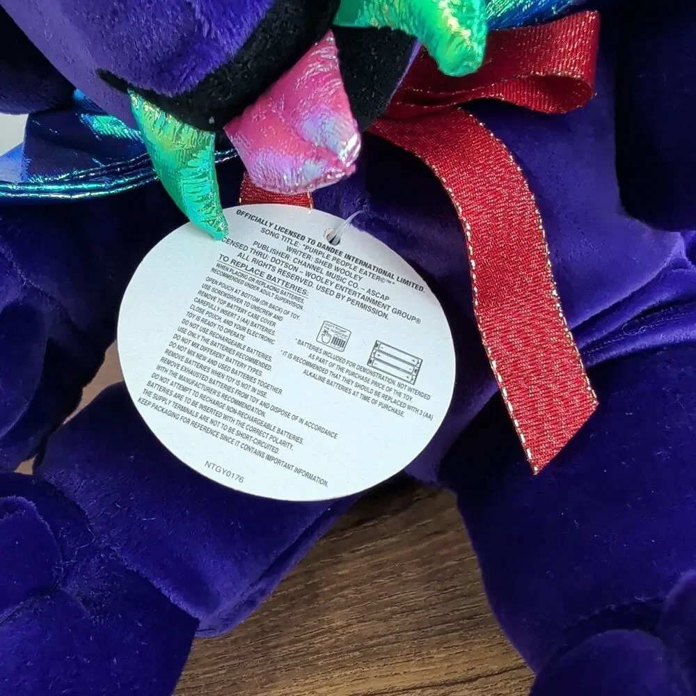 Vtg One-Eyed Purple People Eater Plush Toy Sings And Shakes Tested Works w/Tag